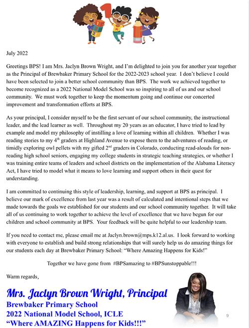 2022 Principal Letter